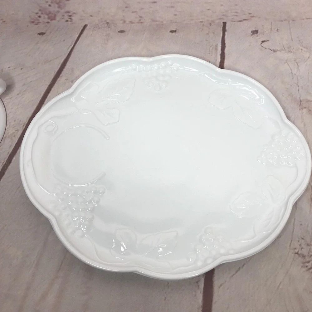 Indiana Colony Teacup Plate Luncheon Tray Milk Glass Harvest Grape Snack Set MCM